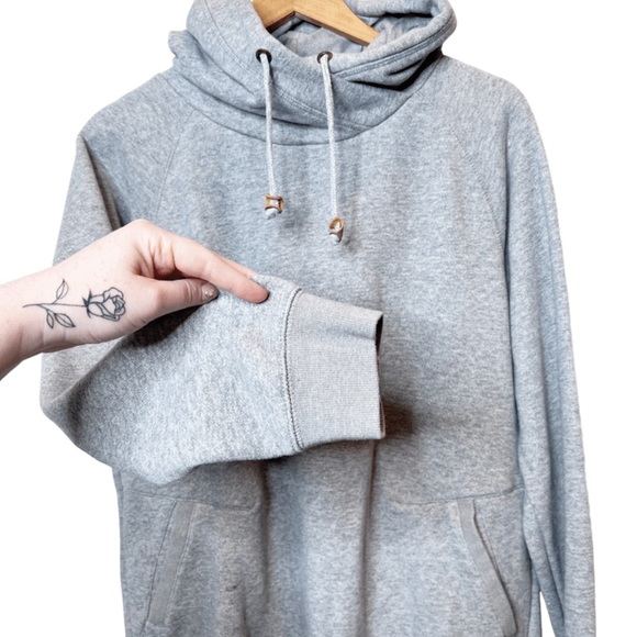Tentree Basic Heather Grey Hooded Drawstring Sweatshirt - Picture 3 of 14
